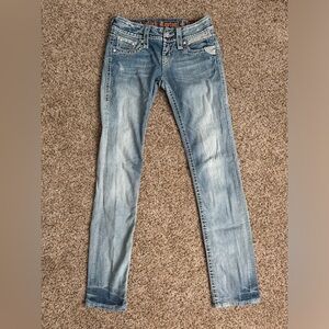 Rock Revival Women's Susan Straight Distressed Light Blue Jeans - Size 26